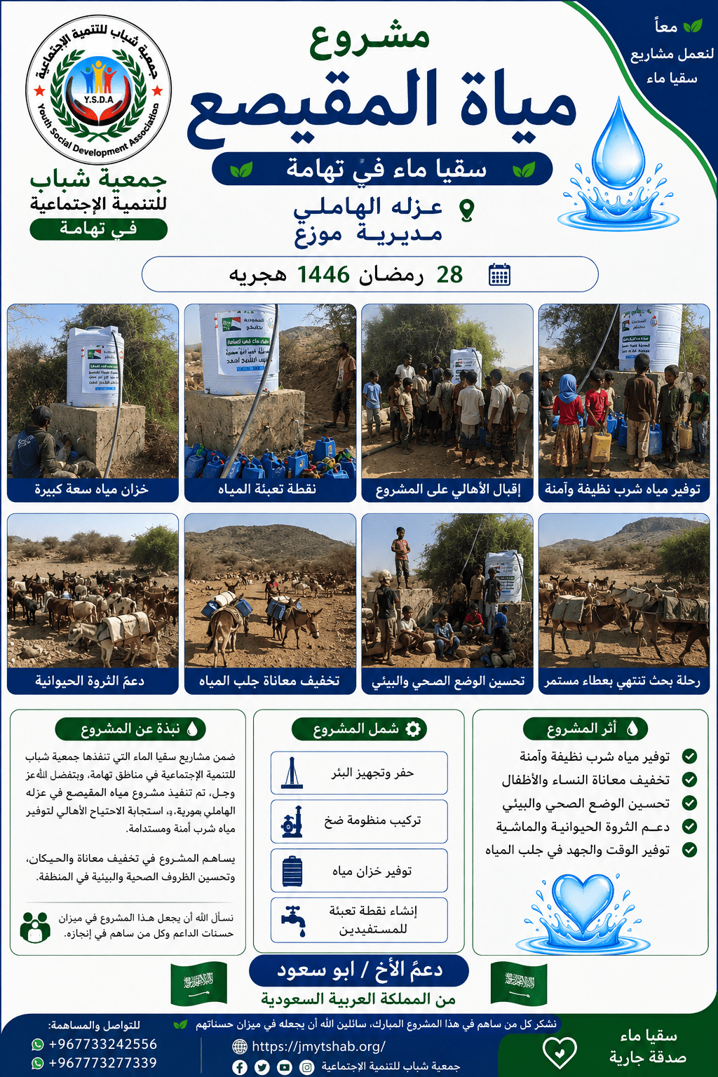 مشروع مياة المقيصع عزله الهاملي مديرية موزع سقيا ماء في تهامة28رمضان 1446هجريه دعم الاخ ابو سعودمن المملكة العربيه السعوديه